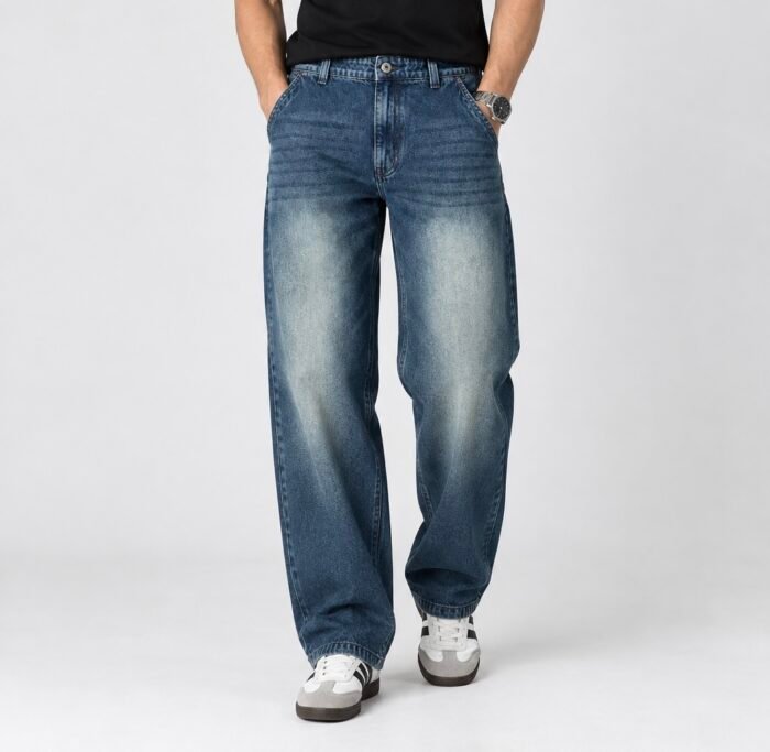Mid Blue Faded Relaxed Jeans