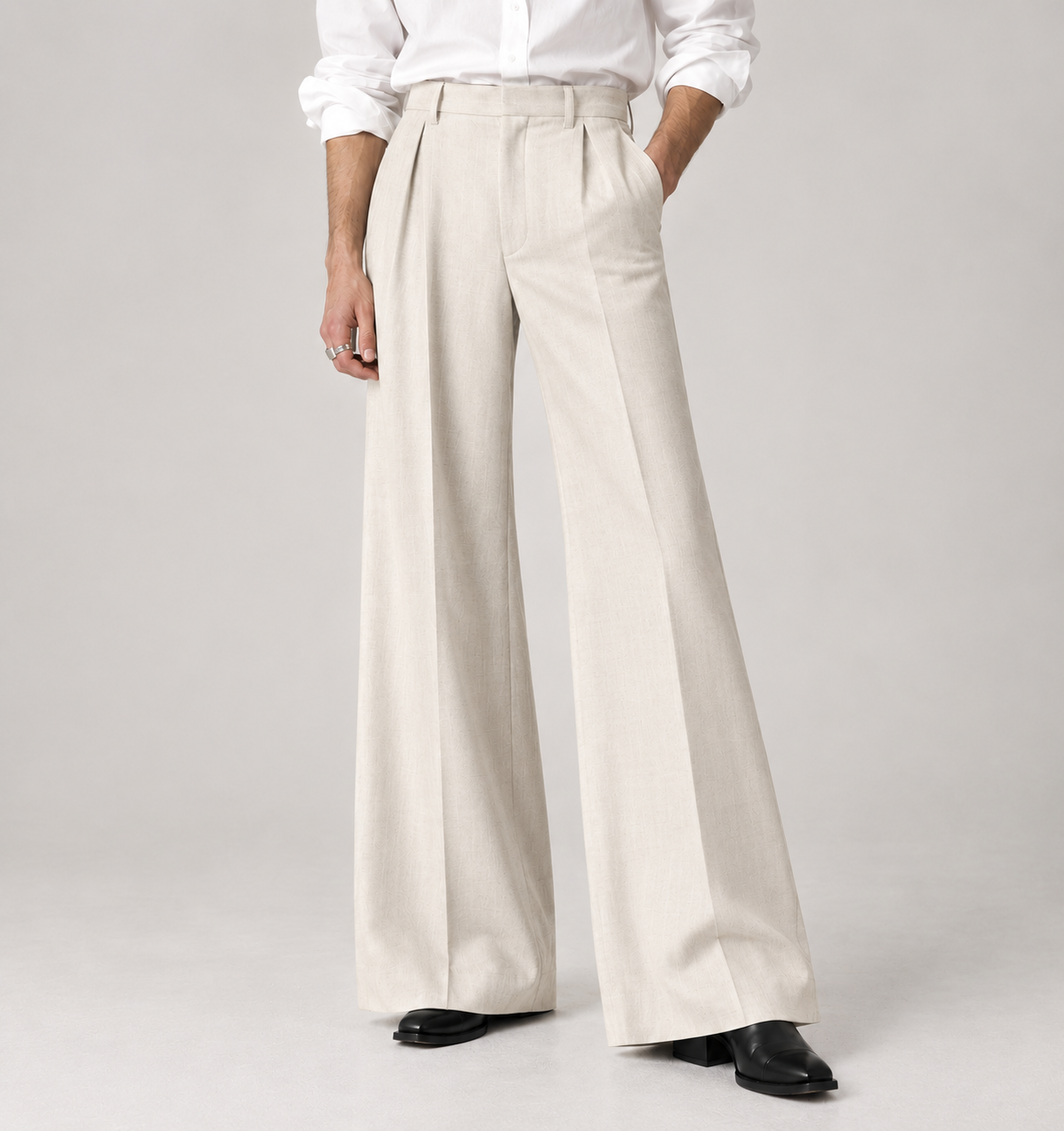 Ivory Armani Wide-Leg Trouser